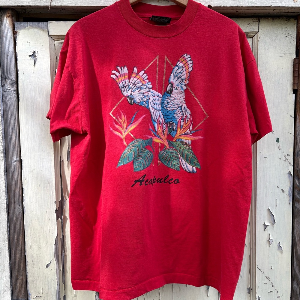 Vintage Red Parrot Graphic Tee
